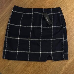 Lulus Navy Plaid Skirt